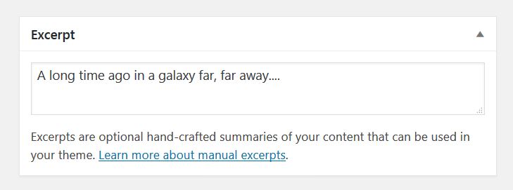 Post Editing Screen - Excerpt Box