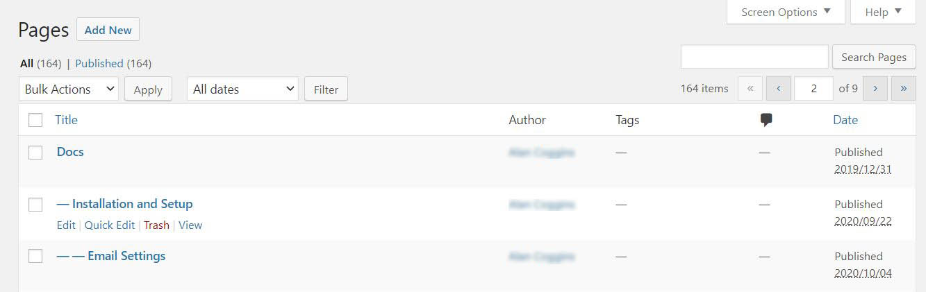 Pages Screen