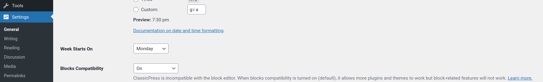 Blocks compatibility mode