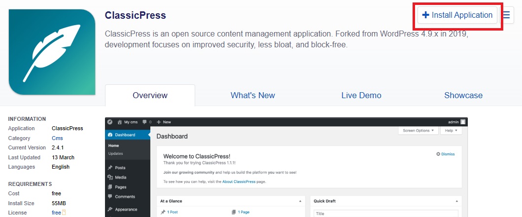 Installatron - Select install