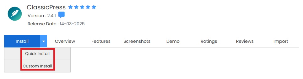 Softaculous - Quick and Custom Install