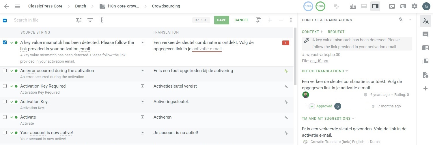 Crowdin Crowdsourcing Screen