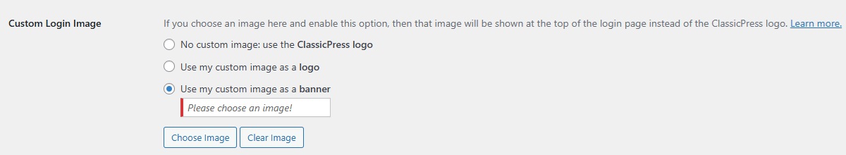 Choosing a custom image banner