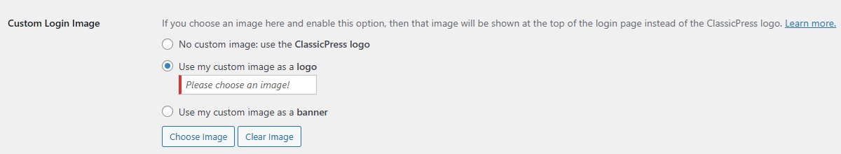 Choosing a custom logo