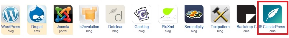 Installatron Application browser Icons