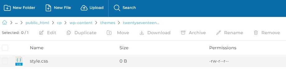 Child Theme Tutorial - Create CSS-file named style