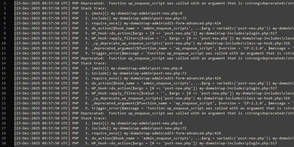 Example of a debug log file