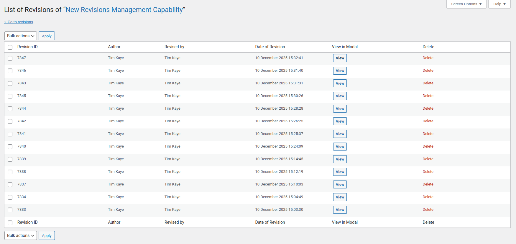 Revisions Deletion List