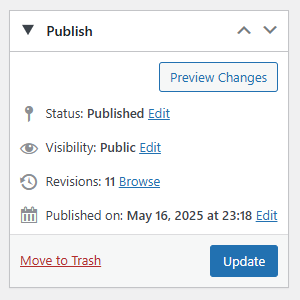 Revisions Publish Info