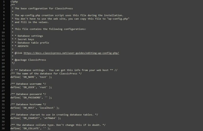 Working with wp-config.php file | ClassicPress Documentation