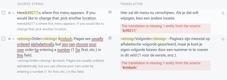 Crowdin strings with tag warning