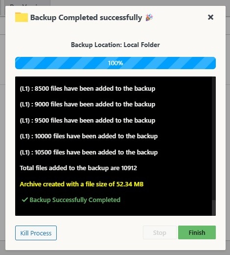 Backup - Backuply backup process