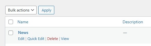 Categories Screen filters