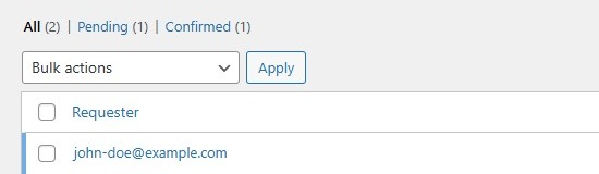 Erase Personal Data screen - filters