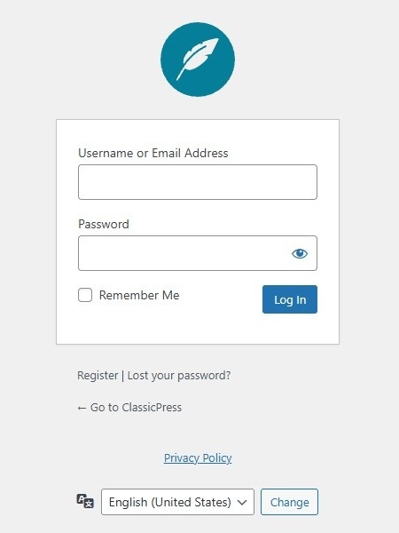 Login modal with privacy link