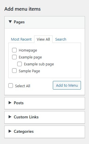 Menus Screen - add page
