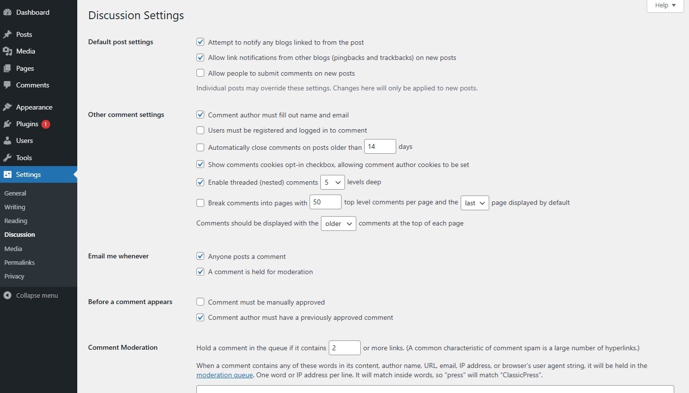 Settings Discussion Screen