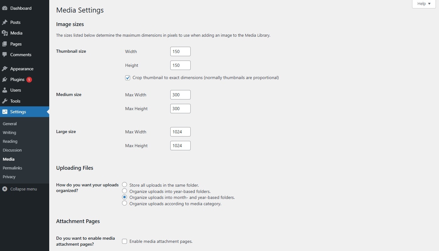 Settings Media Screen