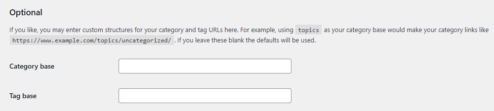 Settings Permalink screen - optional