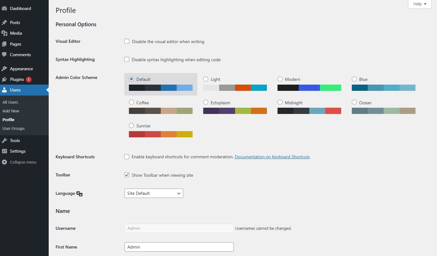 Users Profile Screen