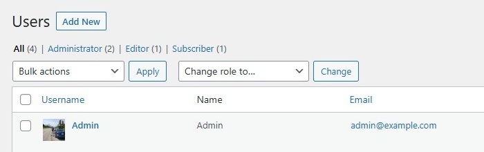 Users screen filters
